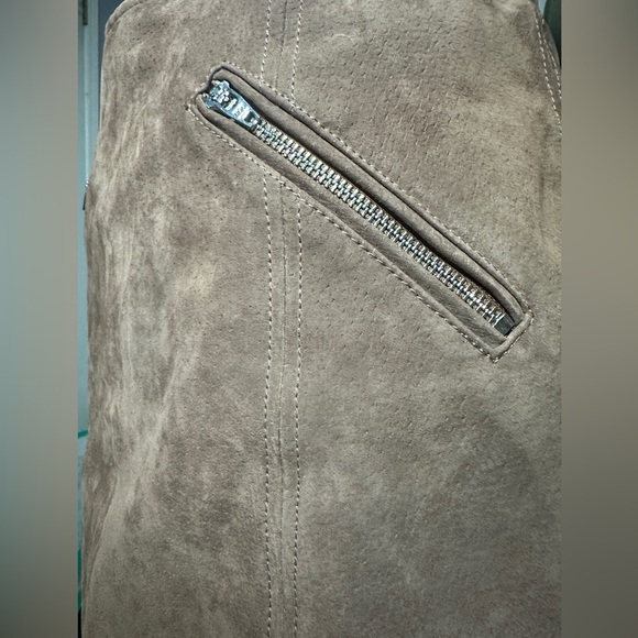 BLANK NYC Brown Suede Boho Leather Mini Skirt Zipper Pockets 26 Western - Picture 4 of 6